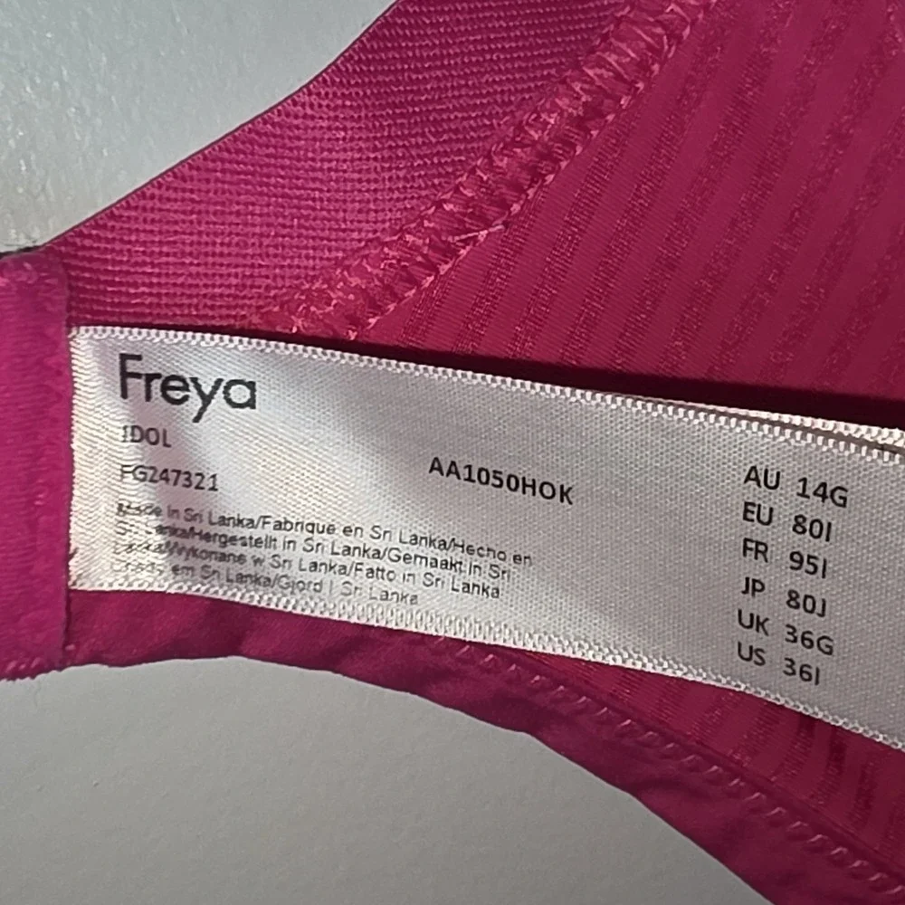 Freya Idol Hot Pink Pinstripe Underwire Balcony Bra 36I US 36G‎ UK AA1050HOK